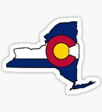 New York outline Colorado flag Sticker