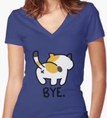 Neko Atsume Sass Women's Fitted V-Neck T-Shirt