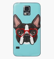 Boston Terrier Dog Hipster Glasses Case/Skin for Samsung Galaxy