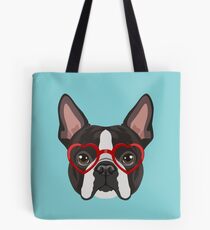 Boston Terrier Dog Hipster Glasses Tote Bag