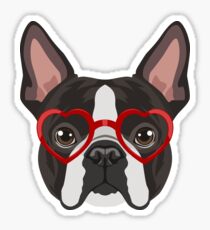 Boston Terrier Dog Hipster Glasses Sticker
