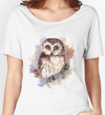 Watercolor Cute Owl Bird Women's Relaxed Fit T-Shirt