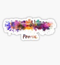Peoria skyline in watercolor Sticker