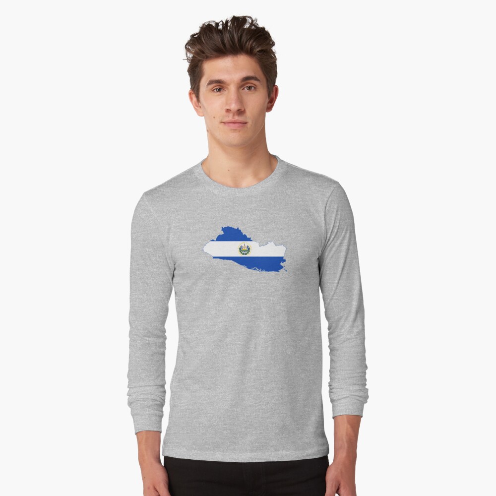 Flag Map of El Salvador Long Sleeve T-Shirt