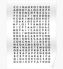 coffee word search puzzle Poster