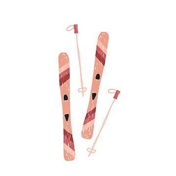 Cute pink pair of skis | Sticker