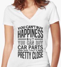 Happiness is car parts Women's Fitted V-Neck T-Shirt