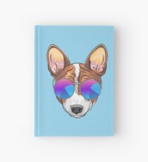 Hipster smiling dog Basenji Hardcover Journal