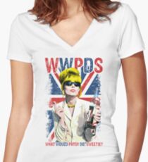 What Would Patsy Do, Sweetie? Ab Fab. Absolutely Fabulous. Patsy Stone. Edina. Women's Fitted V-Neck T-Shirt