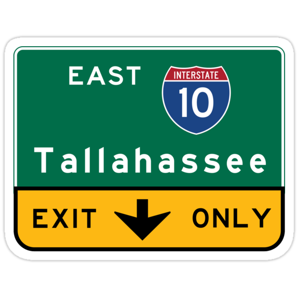 "Tallahassee I10, FL Road Sign, USA" Stickers by worldofsigns Redbubble