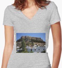 The Acropolis at Lindos Women's Fitted V-Neck T-Shirt