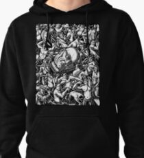 The Giant Head of Philosopher Michel Foucault amidst a scene of Whipping and Flagellation Pullover Hoodie