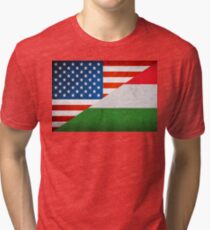 Half Hungarian Half American Flag Tri-blend T-Shirt