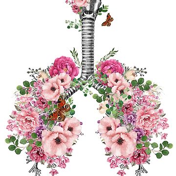 Pink Medical Doctor Lungs,bloom Pink Roses, Anatomy, Watercolor