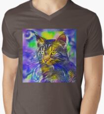 Artificial neural style iris flower cat V-Neck T-Shirt