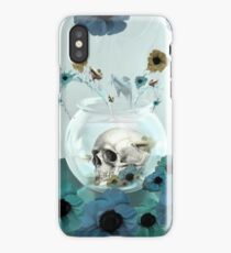 Looking glass skull in fish bowl iPhone Case