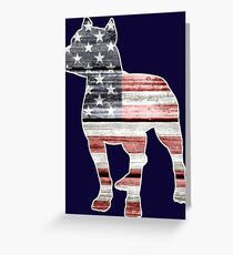 Patriotic Pitbull, American Flag Greeting Card