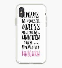 Modern funny unicorn quote typography girly iPhone Case