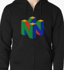 Sudadera con capucha y cremallera Logotipo N64 (sin texto)