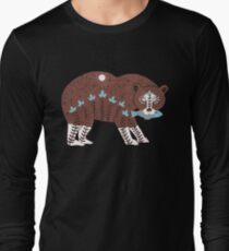 Folk Art Spirit Bear with Fish Long Sleeve T-Shirt