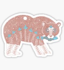 Folk Art Spirit Bear with Fish Sticker