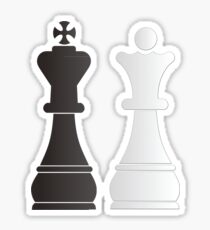 Black king white queen chess pieces Sticker