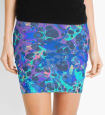 Blue Hip Hop Blob Splash Psychedelic Pattern Mini Skirt