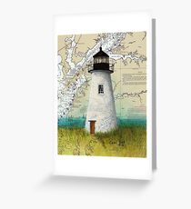Pooles Island Lighthouse MD Nautical Chart Map Cathy Peek Greeting Card