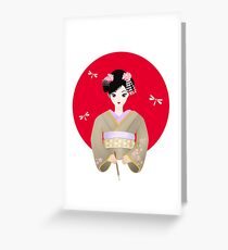 Kawaii Japanese Geisha Greeting Card