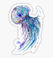 Jelly fish watercolor and ink painting Sticker