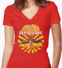 Path of Explosions Women's Fitted V-Neck T-Shirt