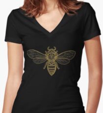 Mandala-Bienen Shirt mit V-Ausschnitt