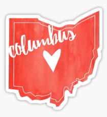 Columbus Heart Ohio Outline Watercolor Sticker