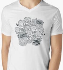 White roses and owls Men's V-Neck T-Shirt