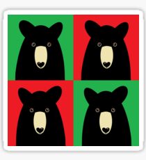 BLACK BEAR ON RED & GREEN Sticker