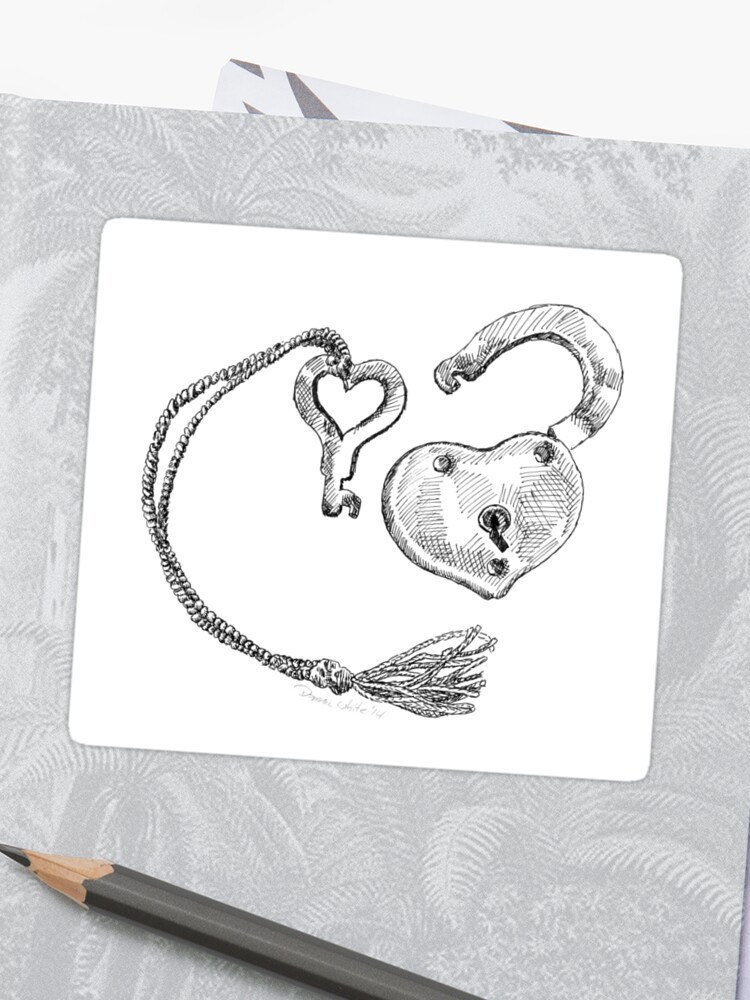 Heart Lock And Key Sticker