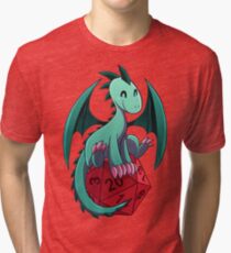 Camiseta de tejido mixto D & D - ¡Dragones y dados! (Dragón verde)