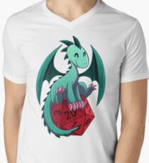 D&D - Dragons and Dice! (Green Dragon) Men's V-Neck T-Shirt