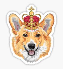 Pembroke Welsh corgi in gold crown Sticker