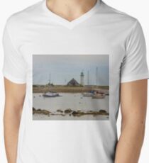 Boats and Scituate Lighthouse V-Neck T-Shirt