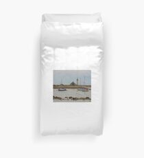 Boats and Scituate Lighthouse Duvet Cover