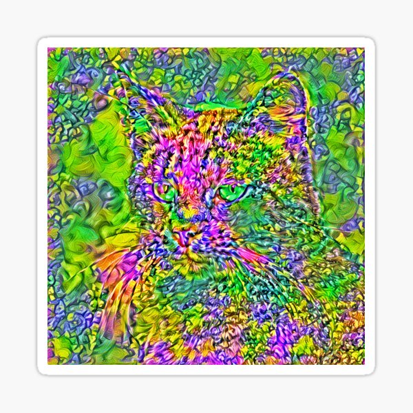 Artificial neural style Flower cat Sticker