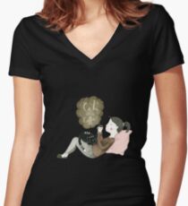Cats and Coffee Women's Fitted V-Neck T-Shirt