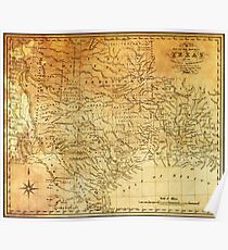MAP of the REPUBLIC of TEXAS 1841 Poster
