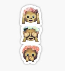 see no evil monkey emoji hipster flower crown tumblr Sticker