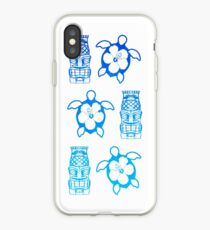 Blue Honu And Tiki Masks iPhone Case