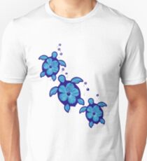 Blaue Honu Hibiscus Schildkröten Unisex T-Shirt