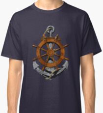 Nautical Ships Wheel And Anchor Classic T-Shirt