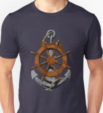 Nautical Ships Wheel And Anchor Unisex T-Shirt