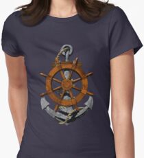 Nautical Ships Wheel And Anchor Women's Fitted T-Shirt